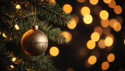 a christmas tree with lights in the background