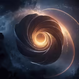 a picture of an abstract spiral with stars and smoke in the space