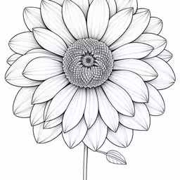 the flower in a black and white photo,sunflower drawing on white paper with black and white lines
