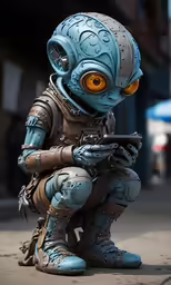 this is a little robot with a rifle