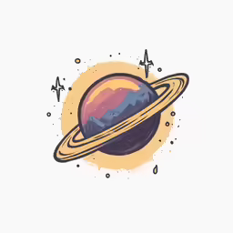 a saturn with mountains on it and some stars