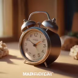a clock sitting on top of a wooden table