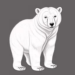 /tmp/FOOcfqPln.jpg = a white polar bear with a black background
,/tmp/FOOcfqPln.jpg = the polar bear stands and looks forward
,/tmp/FOOcfqPln.jpg = a large polar bear with a white face and some small ears
,/tmp/FOOcfqPln.jpg = a white bear standing on a grey background
,/tmp/FOOcfqPln.jpg = the polar bear is drawn on a grey background
,/tmp/FOOcfqPln.jpg = the illustration of polar bear on a grey background
,/tmp/FOOcfqPln.jpg = a white polar bear with blue eyes standing
