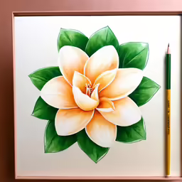 the painting is being displayed with a pencil