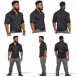 a set of several images with a man in a black shirt