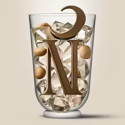 an image of a glass with ice and nuts