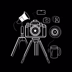 a white camera with a lens next to it