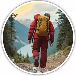 a man with a large backpack hiking in the mountains