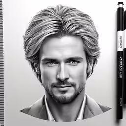 an image of a drawing of a man with long hair