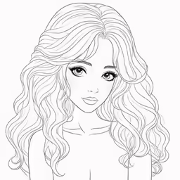 a coloring page for a girl with long hair