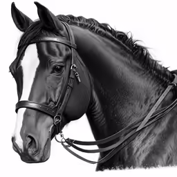 the black horse has a white spot in its forehead
