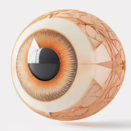 an orange eyeball with long eyelashes on it