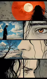 an animation of a man and woman looking at each other