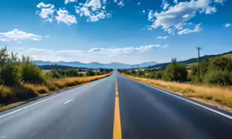 a long empty road that is leading into the mountains