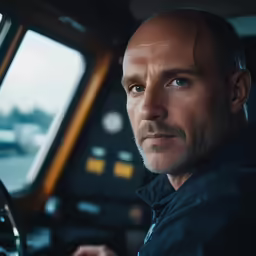 a man driving a truck down a street