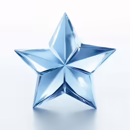 a shiny blue star on a white surface