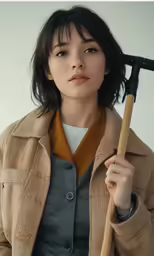 a young woman holding an earth - friendly tool on top of her head