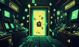 an image of a door to another room with some lights