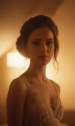a woman is dressed in evening clothes with her hair in the wind