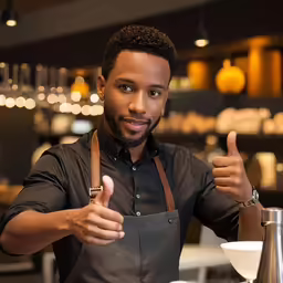 an african man gives a thumbs up
