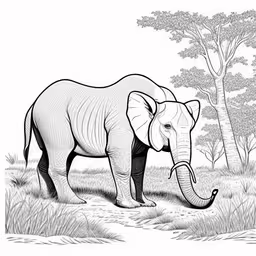 black and white picture of an elephant on the savannah