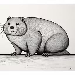 a painting depicting a groundhog on the white background