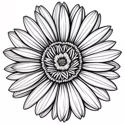 a black and white drawing of a flower,a flower with petals on it, drawn in a black and white version