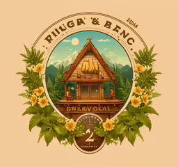 the logo for a beer and restaurant,the emblem for a winery on the side of a building