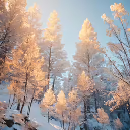 an autumn day, in the woods covered with snow