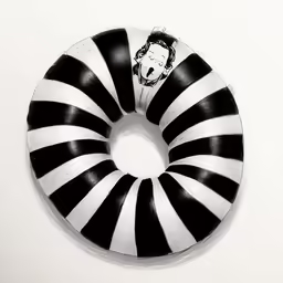 a black and white picture of a person inside of a large object