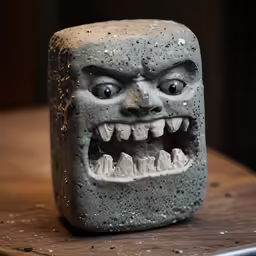 an odd stone with mouthy teeth and teeth