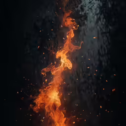 a bright, glowing fire on black background