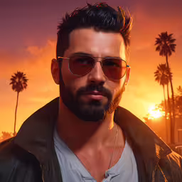 a close up of a person wearing sunglasses,a man with a beard and sunglasses looking into the camera