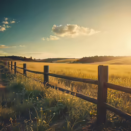 an image of beautiful country sunset from a fence