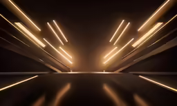 a room is decorated with bright lights and shapes