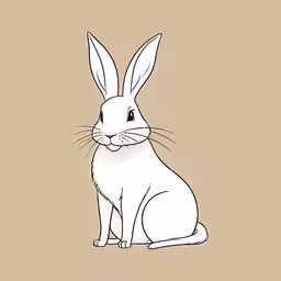 the outline of a rabbit sitting on a tan background