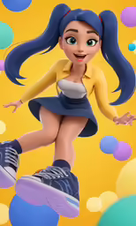 the young girl in a skirt is posing for a picture