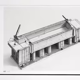 a black and white photo of an old building with some columns