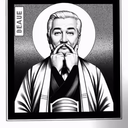 a portrait of an old man with white hair and mustache