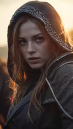 the young woman is wearing a hoodie and looking to the side