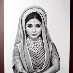 a painting of a woman in a headscarf