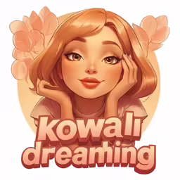 the girl is sitting in front of flowers and the words, kowaii dreaming