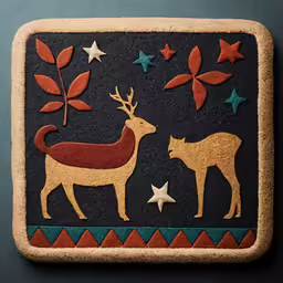 a square shaped decoration with some animals inside it