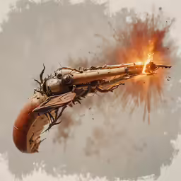 a steam punk gun hitting through the air