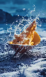 an artistic shot of a banana in the water