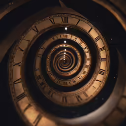 the view from a very high perspective looking down a clock tower