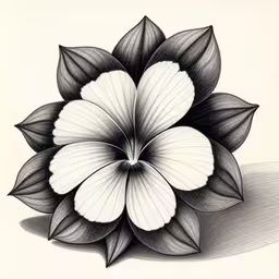a drawing of a flower that is very large,a drawing of a large flower with long leaves