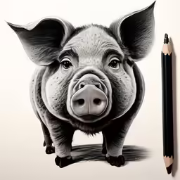 a drawing of a boar in charcoal pencil