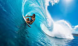 a woman in a bikini riding a wave on a surfboard