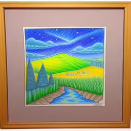 an artwork with some colorful drawings in it